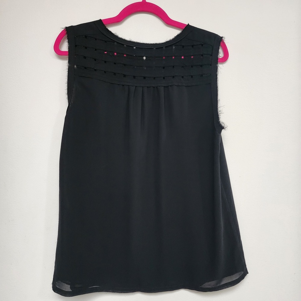 The Korner Black Sleeveless Lattice Cutout Yoke Blouse Top‎ 5118121 XL - Picture 5 of 8